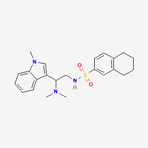 molecular formula C23H29N3O2S B2531187 N-(2-(dimethylamino)-2-(1-methyl-1H-indol-3-yl)ethyl)-5,6,7,8-tetrahydronaphthalene-2-sulfonamide CAS No. 1091438-81-1