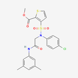 molecular formula C22H21ClN2O5S2 B2531188 Methyl 3-[(4-chlorophenyl){2-[(3,5-dimethylphenyl)amino]-2-oxoethyl}sulfamoyl]thiophene-2-carboxylate CAS No. 941979-26-6