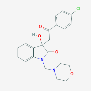 molecular formula C21H21ClN2O4 B253119 3-[2-(4-chlorophenyl)-2-oxoethyl]-3-hydroxy-1-(4-morpholinylmethyl)-1,3-dihydro-2H-indol-2-one 