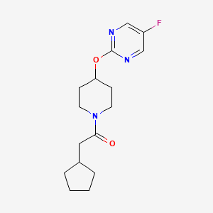 molecular formula C16H22FN3O2 B2531194 2-Cyclopentyl-1-[4-(5-fluoropyrimidin-2-yl)oxypiperidin-1-yl]ethanone CAS No. 2380141-60-4
