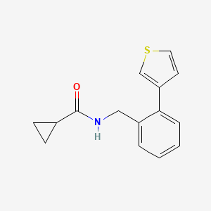 molecular formula C15H15NOS B2531196 N-(2-(thiophen-3-yl)benzyl)cyclopropanecarboxamide CAS No. 1795193-13-3