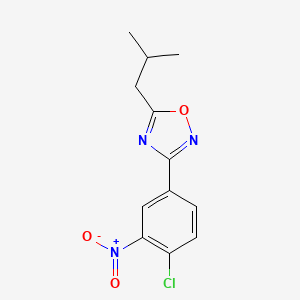 molecular formula C12H12ClN3O3 B2531198 3-(4-Chloro-3-nitrophenyl)-5-(2-methylpropyl)-1,2,4-oxadiazole CAS No. 879479-31-9