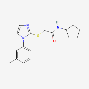 molecular formula C17H21N3OS B2531201 N-环戊基-2-((1-(间甲苯基)-1H-咪唑-2-基)硫代)乙酰胺 CAS No. 851131-38-9