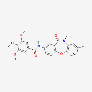 molecular formula C25H24N2O6 B2531205 N-(8,10-二甲基-11-氧代-10,11-二氢二苯并[b,f][1,4]恶二嗪-2-基)-3,4,5-三甲氧基苯甲酰胺 CAS No. 922110-38-1