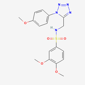 molecular formula C17H19N5O5S B2531206 3,4-dimethoxy-N-((1-(4-methoxyphenyl)-1H-tetrazol-5-yl)methyl)benzenesulfonamide CAS No. 921060-27-7