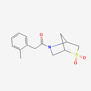 molecular formula C14H17NO3S B2531225 1-(2,2-Dioxido-2-thia-5-azabicyclo[2.2.1]heptan-5-yl)-2-(o-tolyl)ethanone CAS No. 2034610-47-2