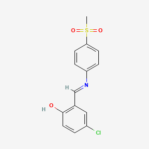 molecular formula C14H12ClNO3S B2531227 4-chloro-2-((E)-{[4-(methylsulfonyl)phenyl]imino}methyl)phenol CAS No. 1232819-03-2