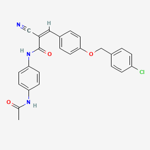 molecular formula C25H20ClN3O3 B2531228 (Z)-N-(4-Acetamidophenyl)-3-[4-[(4-chlorophenyl)methoxy]phenyl]-2-cyanoprop-2-enamide CAS No. 748784-71-6