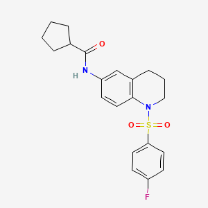 molecular formula C21H23FN2O3S B2531237 N-[1-(4-fluorophenyl)sulfonyl-3,4-dihydro-2H-quinolin-6-yl]cyclopentanecarboxamide CAS No. 941882-48-0