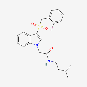 molecular formula C22H25FN2O3S B2531247 2-(3-((2-fluorobenzyl)sulfonyl)-1H-indol-1-yl)-N-isopentylacetamide CAS No. 893281-93-1