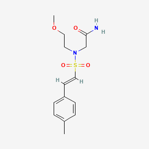 molecular formula C14H20N2O4S B2531252 2-[2-甲氧基乙基-[(E)-2-(4-甲苯基)乙烯基]磺酰氨基]乙酰胺 CAS No. 1252561-05-9
