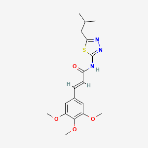 molecular formula C18H23N3O4S B2531253 (2E)-N-[5-(2-methylpropyl)-1,3,4-thiadiazol-2-yl]-3-(3,4,5-trimethoxyphenyl)prop-2-enamide CAS No. 1164543-72-9