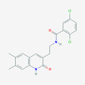 molecular formula C20H18Cl2N2O2 B2531255 2,5-dichloro-N-[2-(6,7-dimethyl-2-oxo-1H-quinolin-3-yl)ethyl]benzamide CAS No. 903346-29-2