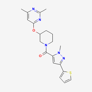 molecular formula C20H23N5O2S B2531260 (3-((2,6-dimethylpyrimidin-4-yl)oxy)piperidin-1-yl)(1-methyl-3-(thiophen-2-yl)-1H-pyrazol-5-yl)methanone CAS No. 2034500-41-7