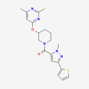 molecular formula C20H23N5O2S B2531260 (3-((2,6-二甲基嘧啶-4-基)氧代)哌啶-1-基)(1-甲基-3-(噻吩-2-基)-1H-吡唑-5-基)甲酮 CAS No. 2034500-41-7