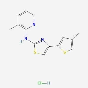 molecular formula C14H14ClN3S2 B2531282 N-(3-methylpyridin-2-yl)-4-(4-methylthiophen-2-yl)thiazol-2-amine hydrochloride CAS No. 2034473-24-8