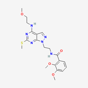 molecular formula C20H26N6O4S B2531286 2,3-dimethoxy-N-(2-(4-((2-methoxyethyl)amino)-6-(methylthio)-1H-pyrazolo[3,4-d]pyrimidin-1-yl)ethyl)benzamide CAS No. 946364-36-9