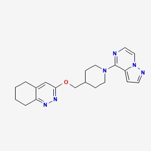 molecular formula C20H24N6O B2531294 3-((1-(Pyrazolo[1,5-a]pyrazin-4-yl)piperidin-4-yl)methoxy)-5,6,7,8-tetrahydrocinnoline CAS No. 2320215-74-3