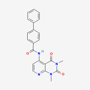 molecular formula C22H18N4O3 B2531297 N-(1,3-二甲基-2,4-二氧代-1,2,3,4-四氢吡啶并[2,3-d]嘧啶-5-基)-[1,1'-联苯]-4-甲酰胺 CAS No. 941904-95-6