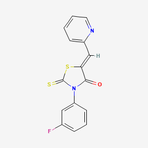 molecular formula C15H9FN2OS2 B2531301 (Z)-3-(3-fluorophenyl)-5-(pyridin-2-ylmethylene)-2-thioxothiazolidin-4-one CAS No. 840463-11-8