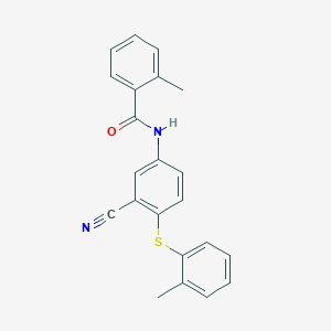 molecular formula C22H18N2OS B2531302 N-{3-氰基-4-[(2-甲苯基)硫代]苯基}-2-甲苯甲酰胺 CAS No. 860784-75-4