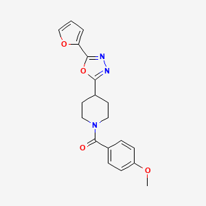 molecular formula C19H19N3O4 B2531308 (4-(5-(Furan-2-yl)-1,3,4-oxadiazol-2-yl)piperidin-1-yl)(4-methoxyphenyl)methanone CAS No. 1172896-03-5