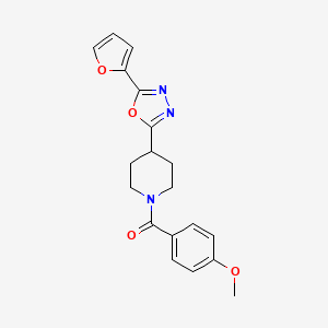 molecular formula C19H19N3O4 B2531308 (4-(5-(呋喃-2-基)-1,3,4-恶二唑-2-基)哌啶-1-基)(4-甲氧基苯基)甲苯酮 CAS No. 1172896-03-5