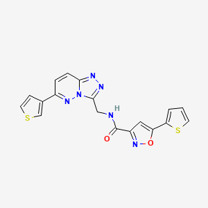 molecular formula C18H12N6O2S2 B2531309 5-(thiophen-2-yl)-N-((6-(thiophen-3-yl)-[1,2,4]triazolo[4,3-b]pyridazin-3-yl)methyl)isoxazole-3-carboxamide CAS No. 1903425-96-6