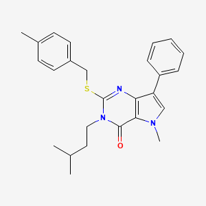 molecular formula C26H29N3OS B2531312 3-isopentyl-5-methyl-2-((4-methylbenzyl)thio)-7-phenyl-3H-pyrrolo[3,2-d]pyrimidin-4(5H)-one CAS No. 1115458-91-7
