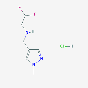 molecular formula C7H12ClF2N3 B2531316 盐酸N-(2,2-二氟乙基)-N-[(1-甲基-1H-吡唑-4-基)甲基]胺 CAS No. 1431966-07-2