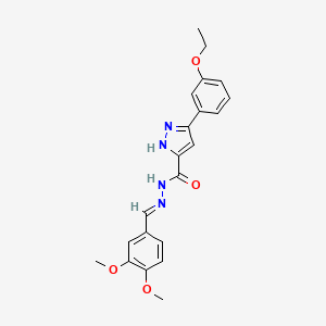 molecular formula C21H22N4O4 B2531332 N'-[(E)-(3,4-dimethoxyphenyl)methylidene]-3-(3-ethoxyphenyl)-1H-pyrazole-5-carbohydrazide CAS No. 1259956-29-0