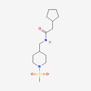 molecular formula C14H26N2O3S B2531335 2-cyclopentyl-N-((1-(methylsulfonyl)piperidin-4-yl)methyl)acetamide CAS No. 1235632-46-8
