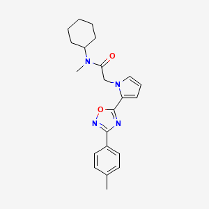 molecular formula C22H26N4O2 B2531342 N-cyclohexyl-N-methyl-2-{2-[3-(4-methylphenyl)-1,2,4-oxadiazol-5-yl]-1H-pyrrol-1-yl}acetamide CAS No. 1260995-96-7
