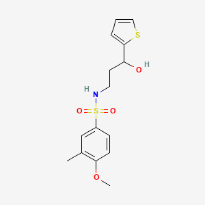molecular formula C15H19NO4S2 B2531347 N-(3-hydroxy-3-(thiophen-2-yl)propyl)-4-methoxy-3-methylbenzenesulfonamide CAS No. 1448046-08-9