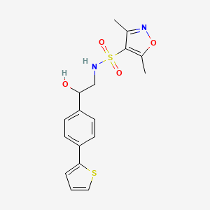 molecular formula C17H18N2O4S2 B2531351 N-[2-Hydroxy-2-(4-thiophen-2-ylphenyl)ethyl]-3,5-dimethyl-1,2-oxazole-4-sulfonamide CAS No. 2380185-62-4