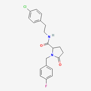 molecular formula C20H20ClFN2O2 B2531353 N-[2-(4-chlorophenyl)ethyl]-1-[(4-fluorophenyl)methyl]-5-oxopyrrolidine-2-carboxamide CAS No. 1035068-06-4