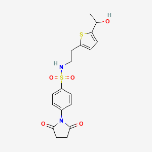 molecular formula C18H20N2O5S2 B2531363 4-(2,5-dioxopyrrolidin-1-yl)-N-{2-[5-(1-hydroxyethyl)thiophen-2-yl]ethyl}benzene-1-sulfonamide CAS No. 2097916-63-5