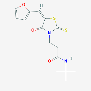 molecular formula C15H18N2O3S2 B2531367 (E)-N-(tert-butyl)-3-(5-(furan-2-ylmethylene)-4-oxo-2-thioxothiazolidin-3-yl)propanamide CAS No. 682784-37-8