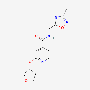 molecular formula C14H16N4O4 B2531371 N-((3-methyl-1,2,4-oxadiazol-5-yl)methyl)-2-((tetrahydrofuran-3-yl)oxy)isonicotinamide CAS No. 1903626-73-2