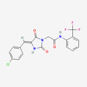 molecular formula C19H13ClF3N3O3 B2531378 2-[(4Z)-4-[(4-chlorophenyl)methylidene]-2,5-dioxoimidazolidin-1-yl]-N-[2-(trifluoromethyl)phenyl]acetamide CAS No. 867041-32-5