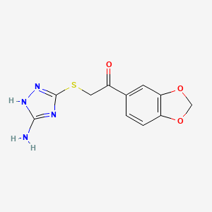 molecular formula C11H10N4O3S B2531381 2-((5-amino-1H-1,2,4-triazol-3-yl)thio)-1-(benzo[d][1,3]dioxol-5-yl)ethanone CAS No. 690643-25-5