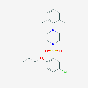 molecular formula C22H29ClN2O3S B2531383 1-(5-Chloro-4-methyl-2-propoxybenzenesulfonyl)-4-(2,6-dimethylphenyl)piperazine CAS No. 2380178-59-4