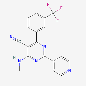 molecular formula C18H12F3N5 B2531388 4-(Méthylamino)-2-(4-pyridinyl)-6-[3-(trifluorométhyl)phényl]-5-pyrimidinecarbonitrile CAS No. 477872-97-2