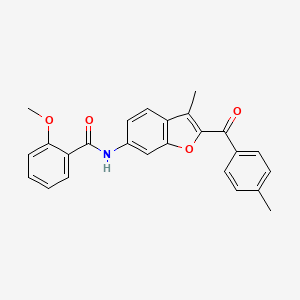molecular formula C25H21NO4 B2531390 2-methoxy-N-[3-methyl-2-(4-methylbenzoyl)-1-benzofuran-6-yl]benzamide CAS No. 929402-57-3