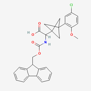 molecular formula C29H26ClNO5 B2531394 2-[3-(5-Chloro-2-methoxyphenyl)-1-bicyclo[1.1.1]pentanyl]-2-(9H-fluoren-9-ylmethoxycarbonylamino)acetic acid CAS No. 2287266-90-2