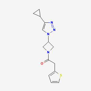 molecular formula C14H16N4OS B2531405 1-(3-(4-cyclopropyl-1H-1,2,3-triazol-1-yl)azetidin-1-yl)-2-(thiophen-2-yl)ethanone CAS No. 2097928-88-4