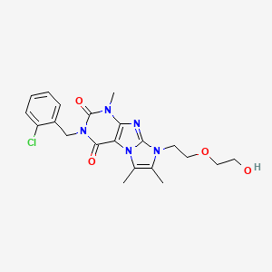 molecular formula C21H24ClN5O4 B2531410 3-(2-chlorobenzyl)-8-(2-(2-hydroxyethoxy)ethyl)-1,6,7-trimethyl-1H-imidazo[2,1-f]purine-2,4(3H,8H)-dione CAS No. 919010-03-0