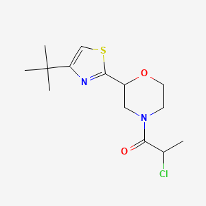 molecular formula C14H21ClN2O2S B2531411 1-[2-(4-Tert-butyl-1,3-thiazol-2-yl)morpholin-4-yl]-2-chloropropan-1-one CAS No. 2411223-99-7