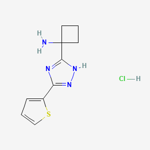 molecular formula C10H13ClN4S B2531413 1-(3-噻吩-2-基-1H-1,2,4-三唑-5-基)环丁-1-胺;盐酸盐 CAS No. 2241131-07-5