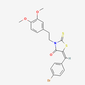 molecular formula C20H18BrNO3S2 B2531419 (5E)-5-[(4-bromophenyl)methylidene]-3-[2-(3,4-dimethoxyphenyl)ethyl]-2-sulfanylidene-1,3-thiazolidin-4-one CAS No. 861427-83-0
